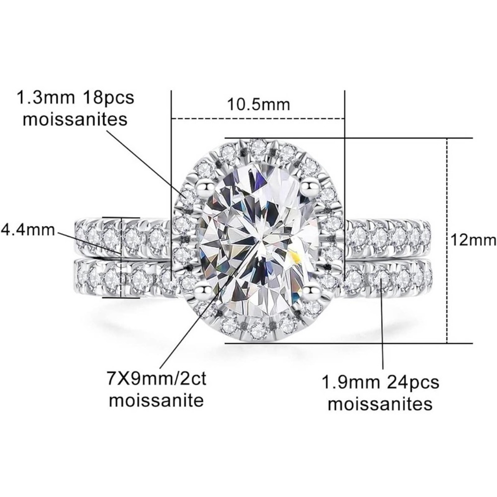 Moissanite Engagement Ring Oval Cut GRA Certified Wedding Anniversary 18K 925 - Picture 8 of 14